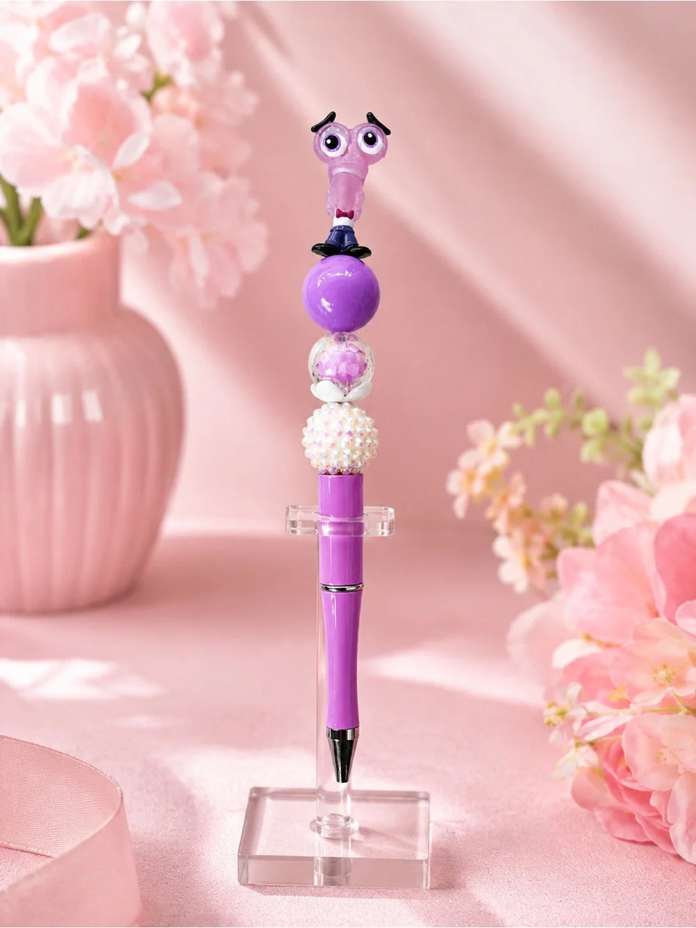 Fear Inside Out Disney Doorables Beadable Pen | Handmade Purple Beaded Pen